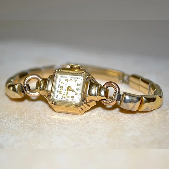 10k Gold Filled Bulova 21 Jewels Wind Up w/Adjustable Gold Filled Band Ladies - Picture 15 of 16